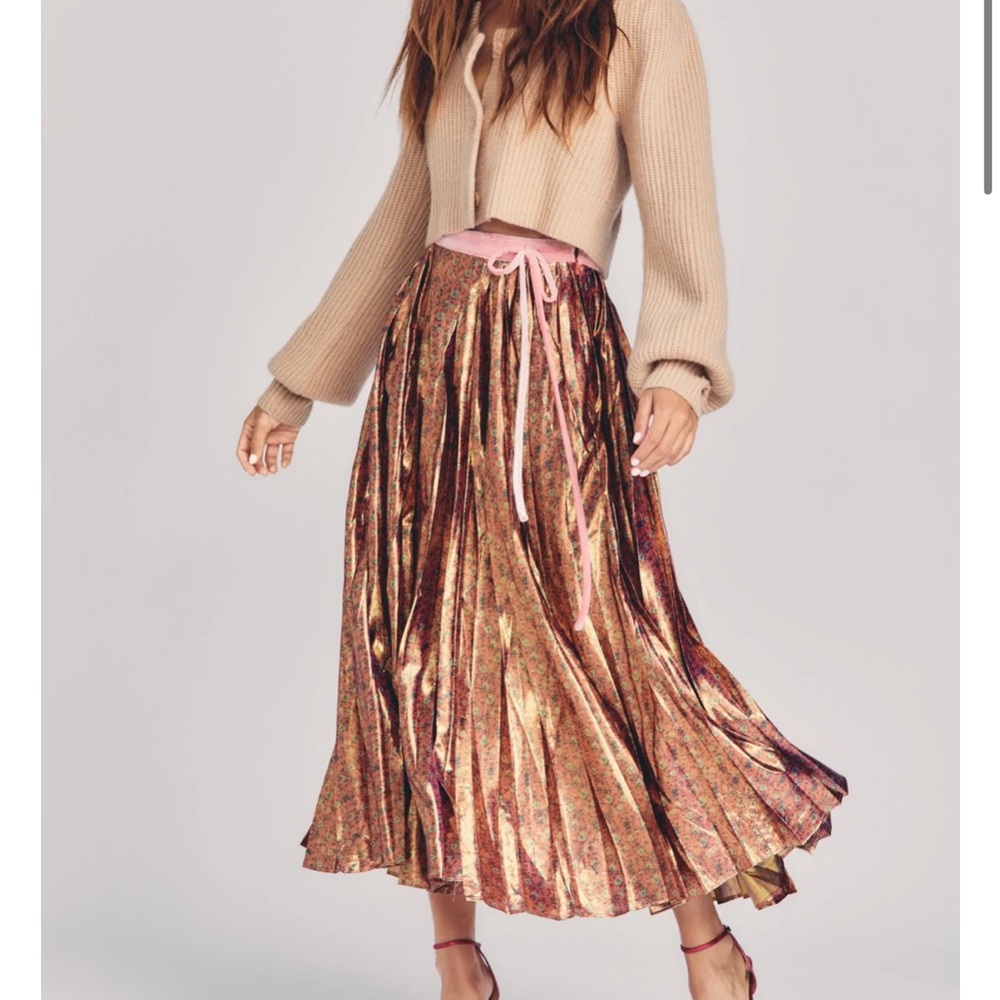 LoveShackFancy Lotty Midi Skirt Pink Orchid Size 4